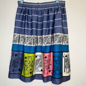 Anthropologie Edme & Esyllte Pinochle Skirt Sz 4 Queen of Heart Playing Card EUC